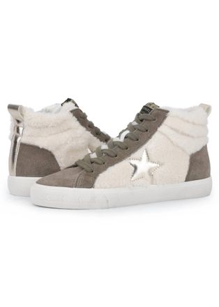 Vintage Havana Womens Fur Trim Hightop Sneaker In Olive