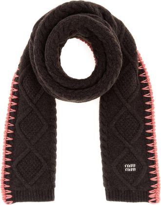 Miu Miu Dark Brown Wool Blend Scarf