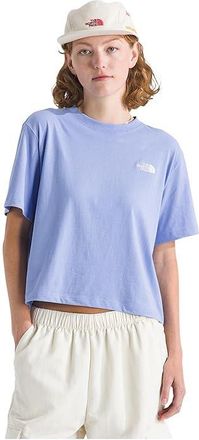 The North Face Evolution Simple Dome Crop Relaxed Short Sleeve T-Shirts Womens Clothing Periwinkle Glow : 2XL, Cotton