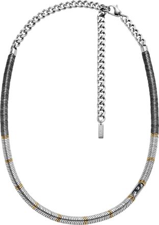 Diesel Hematite Beaded Necklace - Necklaces - Unisex - Silver