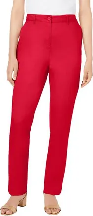 Jessica London Stretch Cotton Chino Straight Leg Pant in Vivid Red at Nordstrom, Size 28