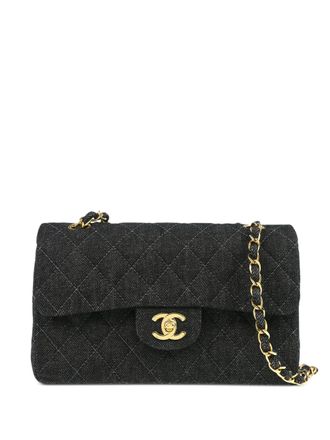 Chanel 1998 small Classic Double Flap shoulder bag - women - Denim - One Size - Black