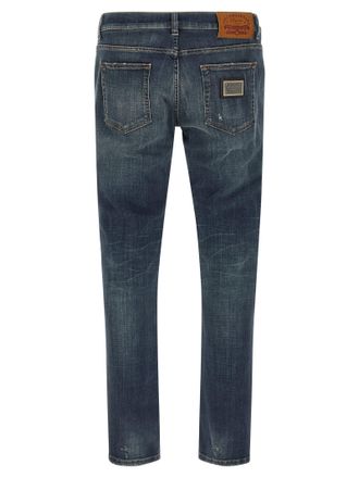 Dolce & Gabbana Stone-Washed Cotton Jeans - Blue
