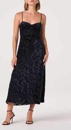 ASTR the Label Underwire Burnout Velvet Cocktail Dress in Navy at Nordstrom Rack, Size X-Large