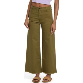 Billabong Free Fall Stretch Crop Wide Leg Pants in Martini Olive at Nordstrom, Size 25