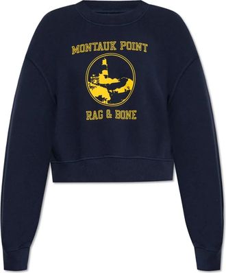 Rag & Bone Sweatshirt met Print - Dames - Sweatshirts - Blauw - S - Katoen - Hoodies & sweatvesten
