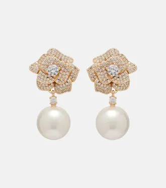 Self Portrait Embellished faux pearl drop earrings
