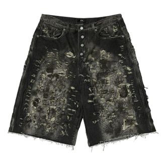 Thug Club Hard Washed Destroyed Denim Shorts Black TC26PT1202