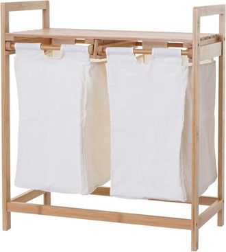 Hhg non utilizzato] Baule cesta portabiancheria decorativo 731 bamb&ugrave; bianco