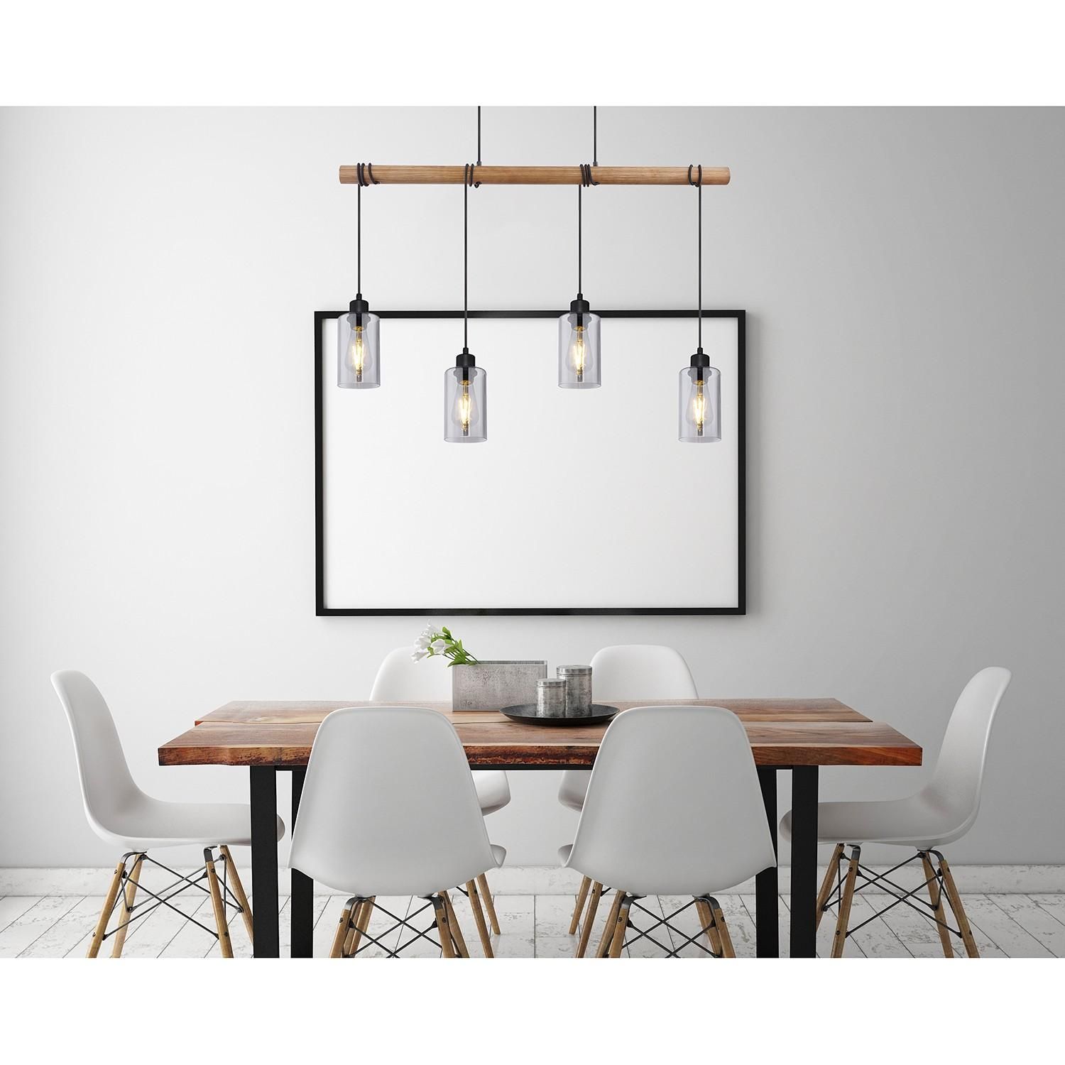 Relaxdays Pendelleuchte Mit Klarem Glasschirm – Höhenverstellbar 41-133 Cm, Industrial-Design, E27 Fassung