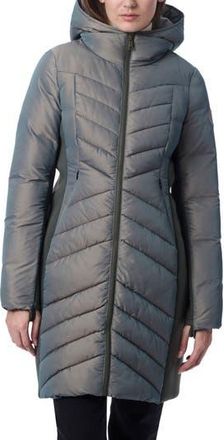 Bernardo Chevron Quilted Puffer Coat in Smoke at Nordstrom Rack, Size X-Large