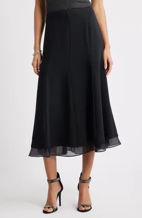 Nordstrom Seamed Layered Midi Skirt in Black at Nordstrom Rack, Size Medium