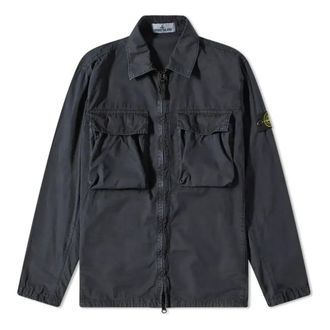 Stone Island Brushed Cotton 2-Pocket Shirt Jacket Charcoal 7615114WN-V0165