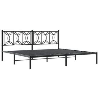 Berkfield Home Metal Bed Frame without Mattress with Headboard Black 193x203cm | Size: 193x203 cm