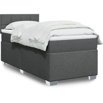 vidaXL Vidaxl - Cama Box Spring Con Colch&oacute;n Tela Gris Oscuro 90x190 Cm