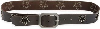 Free People Starcrossed Studded Leather Belt in Midnight Hour at Nordstrom, Size X-Small