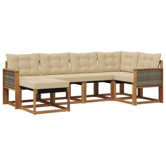 vidaXL Conjunto De Sof&aacute;s De Exterior Con Coj&iacute;n 6 Pcs Natural Y Beige Vidaxl