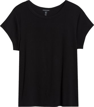 Eileen Fisher Rib Crewneck Organic Cotton T-Shirt in Black at Nordstrom, Size 2 X