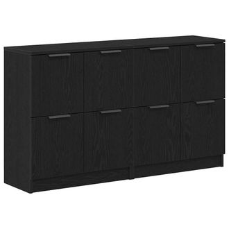 Berkfield Home Sideboards 2 pcs Black Oak 60x30x70 cm Engineered Wood | Size: 60 x 30 x 70 cm