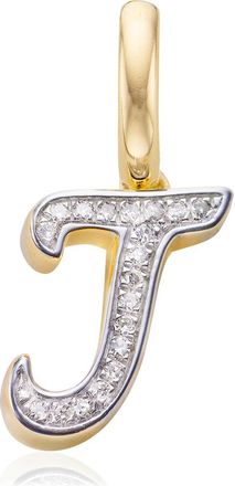 Monica Vinader Gold Alphabet J Diamond Pendant Charm Diamond