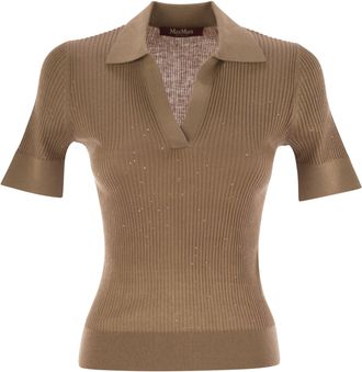 Max Mara Uberta Wool And Silk Polo Shirt With Sequins