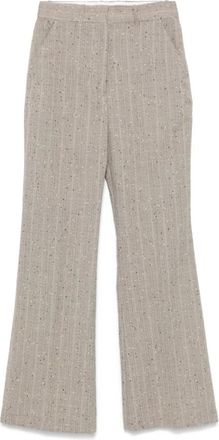 Mark Kenly Domino Tan Grijze Wollen Palazzo Broek - Dames - Wijde Broeken - Beige - M - Wol - Broeken