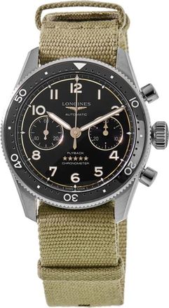 Longines Spirit Flyback Chronograph Black Dial Fabric Strap Mens Watch L3.821.4.53.9