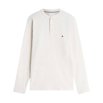 Tommy Hilfiger Tops, Heren, Wit, XL, Katoen, Slim Long Sleeve Henley T-Shirt