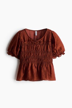 H&M Gesmokte Bluse - Rostrot