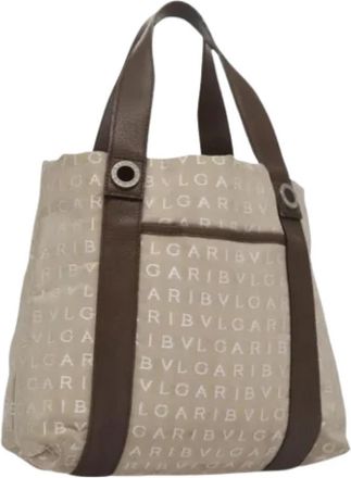 Bulgari Tweedehands Canvas handtassen - Dames - Vintage Shopper - Beige - ONE Size - Vintage