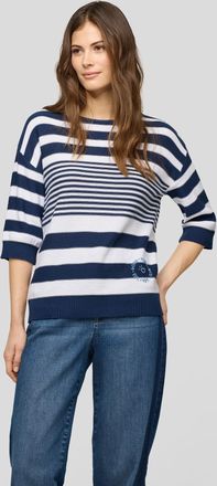 Rabe Rundhalspullover RABE, Damen, Gr. 36, pazifik, Strick, Obermaterial: 50% Baumwolle, 50% Polyacryl, gestreift, regular fit normal, Rundhals, Rippb&uuml;ndch