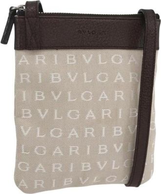 Bulgari Pre-owned Canvas Schoudertas - Dames - Vintage Schoudertas - Beige - ONE Size - Vintage