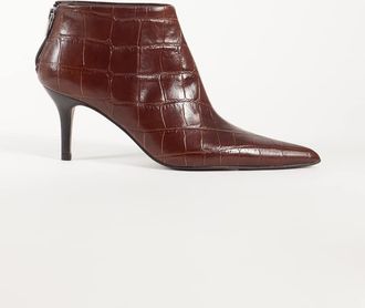 Asos River stivaletto alla caviglia in pelle premium con punta e tacco, marrone effetto coccodrillo