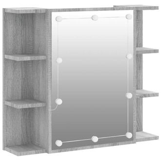 vidaXL Mueble Con Espejo Y Led Color Gris Sonoma 70x16,5x60 Cm Vidaxl