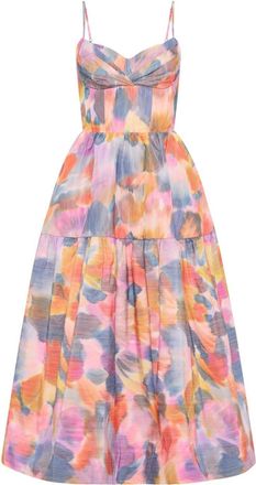 Rebecca Vallance Amaya abstract-print midi dress - women - Polyester - 10 - Pink
