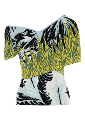 Bottega Veneta Womens Embroidered Jacquard Top Multiyellow Maglie