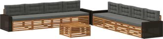 vidaXL Conjunto De Sof&aacute;s De Exterior 9 Uds. Natural Y Antracita Vidaxl