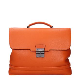 Pineider Herens Werktassen oranje leer