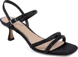 Badgley Mischka Zianna II Sandal in Black Satin at Nordstrom, Size 5.5
