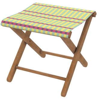 Vent de Boh&egrave;me Taburete plegable eucalipto tela outdoor rayas amarillas