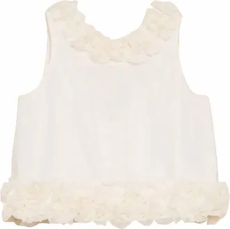 byTiMo Womens Frilly Top In Vintage White