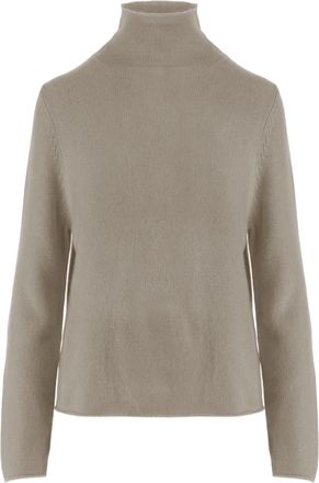 Allude Beige Patterned Knit Turtleneck Cashmere Sweater
