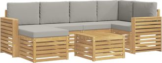 vidaXL Conjunto De Sof&aacute;s De Exterior 7 Uds. Blanco Y Gris Claro Vidaxl