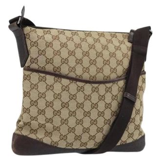 Gucci Pre-owned Cross Body Bags, female, Beige, Size: ONE SIZE Pre-owned Vintage GG Canvas Shoulder Bag
