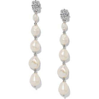 Nadri Madrid Freshwater Pearl Linear Drop Earrings in Rhodium at Nordstrom
