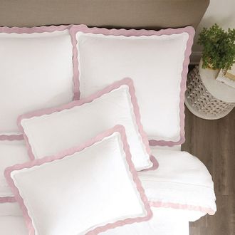 Ballard Designs Arabella Scalloped Duvet Cover - Woodrose - Full/Queen - Ballard Designs