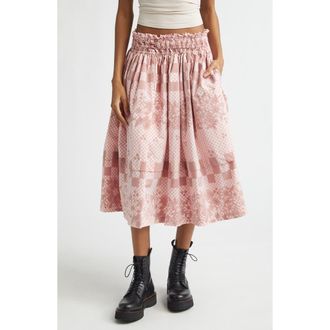 Paolina Russo Gathered Track A-Line Skirt in Red/White at Nordstrom, Size Medium