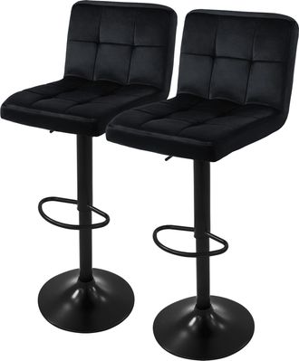 ML Design Ml-design Juego De 2x Taburetes De Bar Tapizados En Piel Sint&eacute;tica Pu Negro Sillas Con Respaldo Ergon&oacute;mico Y Reposapi&eacute;s Asiento C&oacute;modo De Mostrador Re
