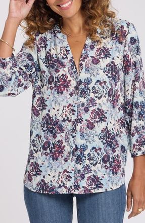 NYDJ Pintuck Top in Ballad Abloom at Nordstrom, Size Xx-Small