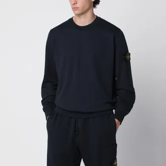 Stone Island Felpa girocollo blu navy in cotone